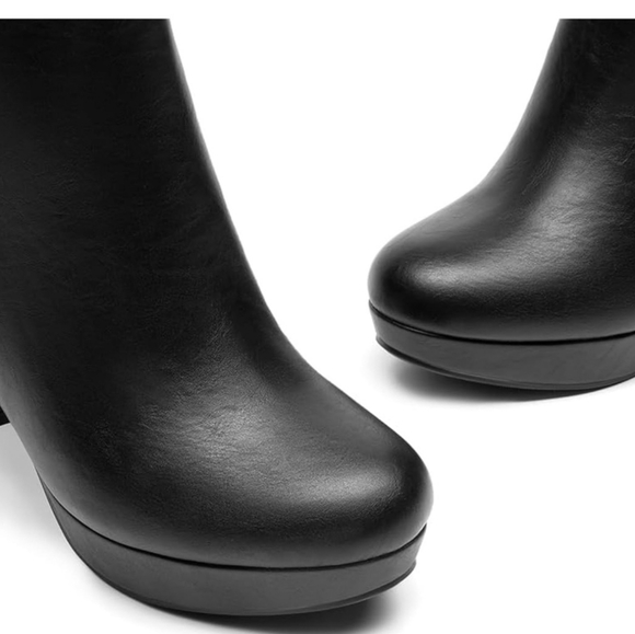 DREAM PAIRS Women's High Chunky Heel Ankle Boots Platform Short Ladies Booties - Picture 4 of 11